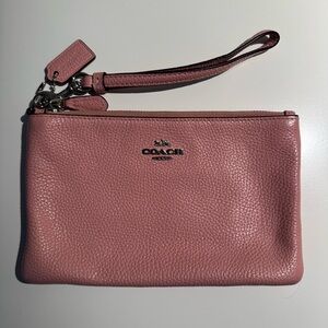 Coach Rose Leather Wristlet
